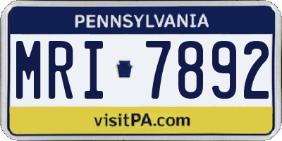 PA license plate MRI7892