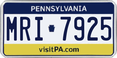 PA license plate MRI7925