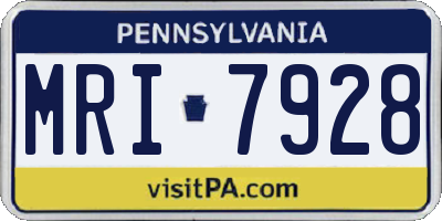 PA license plate MRI7928