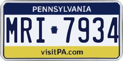 PA license plate MRI7934