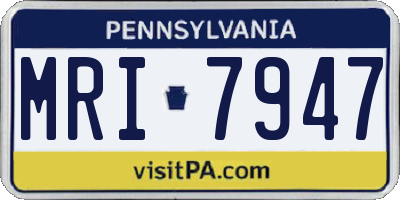 PA license plate MRI7947