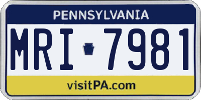 PA license plate MRI7981