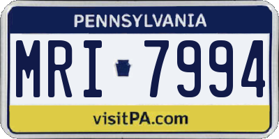 PA license plate MRI7994