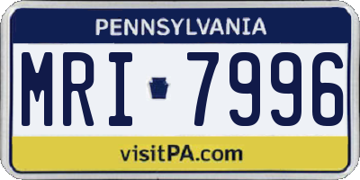 PA license plate MRI7996
