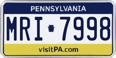PA license plate MRI7998