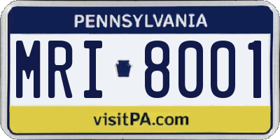 PA license plate MRI8001
