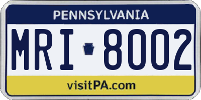 PA license plate MRI8002