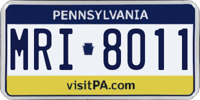 PA license plate MRI8011