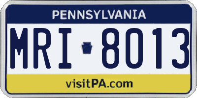 PA license plate MRI8013