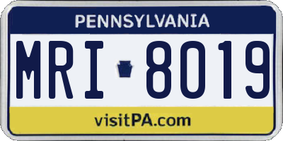 PA license plate MRI8019
