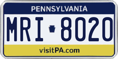 PA license plate MRI8020