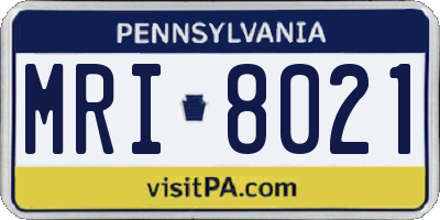 PA license plate MRI8021