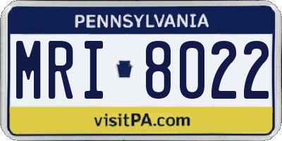 PA license plate MRI8022