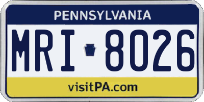 PA license plate MRI8026