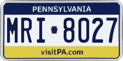 PA license plate MRI8027
