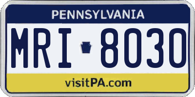 PA license plate MRI8030