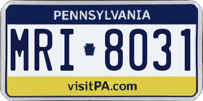 PA license plate MRI8031