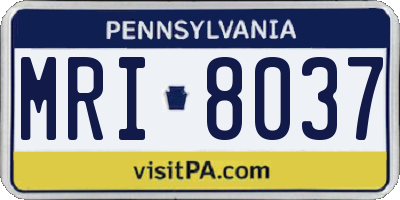 PA license plate MRI8037