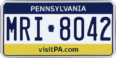 PA license plate MRI8042