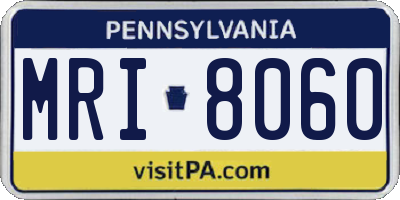 PA license plate MRI8060