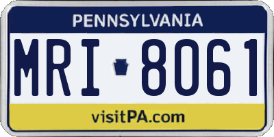 PA license plate MRI8061
