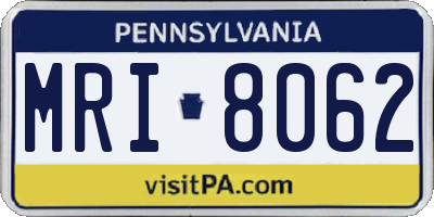 PA license plate MRI8062