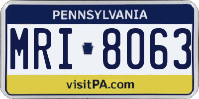 PA license plate MRI8063