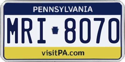 PA license plate MRI8070