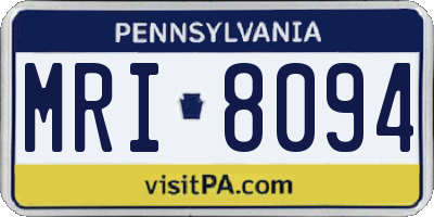 PA license plate MRI8094