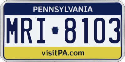 PA license plate MRI8103