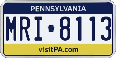 PA license plate MRI8113