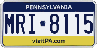 PA license plate MRI8115