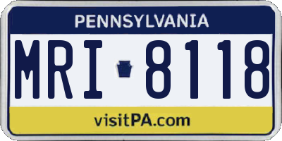 PA license plate MRI8118
