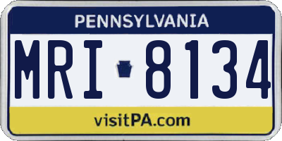 PA license plate MRI8134