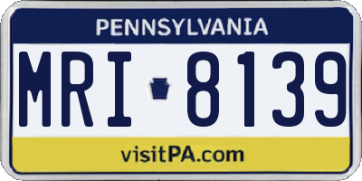 PA license plate MRI8139