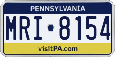 PA license plate MRI8154