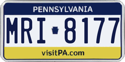 PA license plate MRI8177