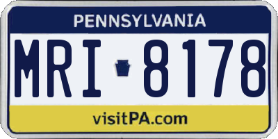 PA license plate MRI8178