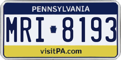 PA license plate MRI8193
