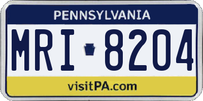 PA license plate MRI8204