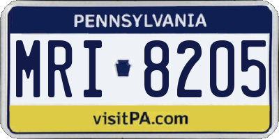 PA license plate MRI8205