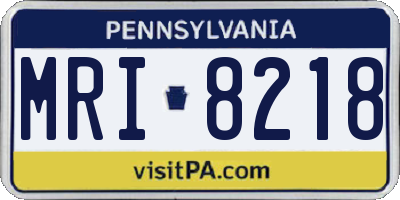 PA license plate MRI8218