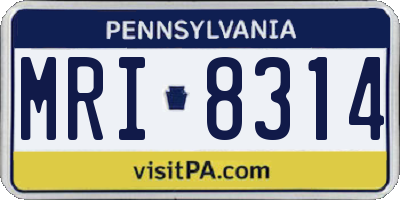 PA license plate MRI8314