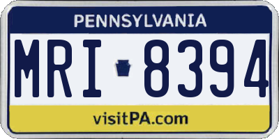 PA license plate MRI8394