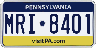 PA license plate MRI8401