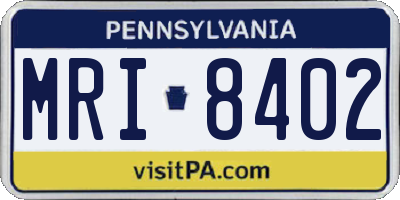 PA license plate MRI8402
