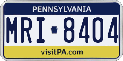 PA license plate MRI8404