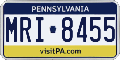 PA license plate MRI8455
