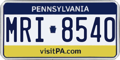 PA license plate MRI8540