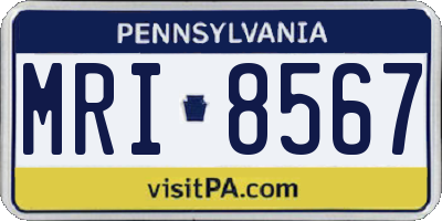 PA license plate MRI8567